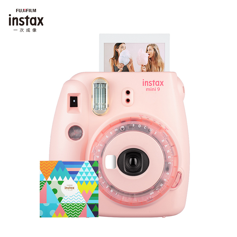 富士(FUJIFILM)INSTAX 立拍立得 一次成像胶片相机 mini9蜜桃粉果冻相机 套餐四(含礼盒+相纸)