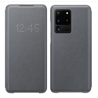 三星S20Ultra原装led保护套 S20+手机壳5G智能休眠免翻盖手机壳全包防摔高档商务手机套皮套原装正品