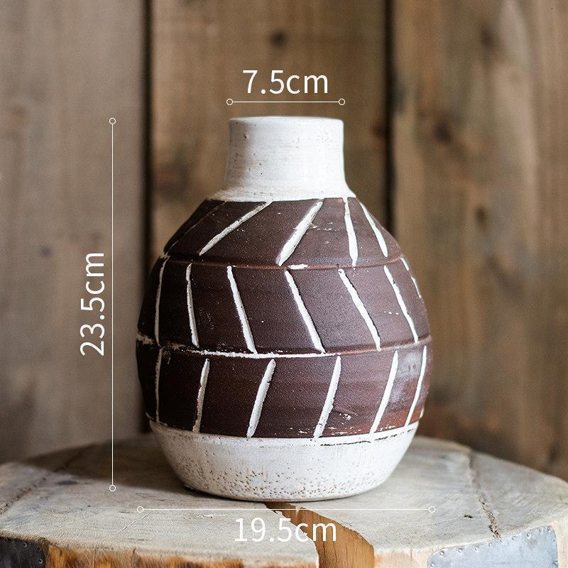 美帮汇手工陶瓷花瓶花器 美式粗放复古做旧古董风 艺术风格摆件 陶瓶&ldquo;脉脉&rdquo;(小)高清大图