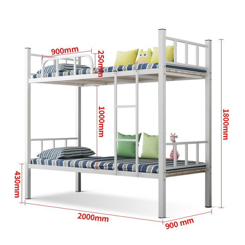 沃盛 铁艺双层床单位钢制上下铺铁架床员工宿舍床高低钢架床90CM宽加厚版图片