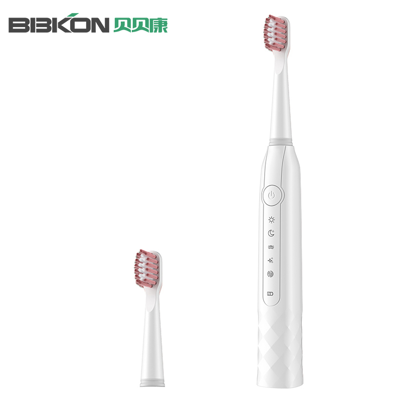贝贝康(BBKON)电动牙刷D-01-2 白色 五档模式 声波震动 全身水洗 持久续航 15000转/分钟 高速震动