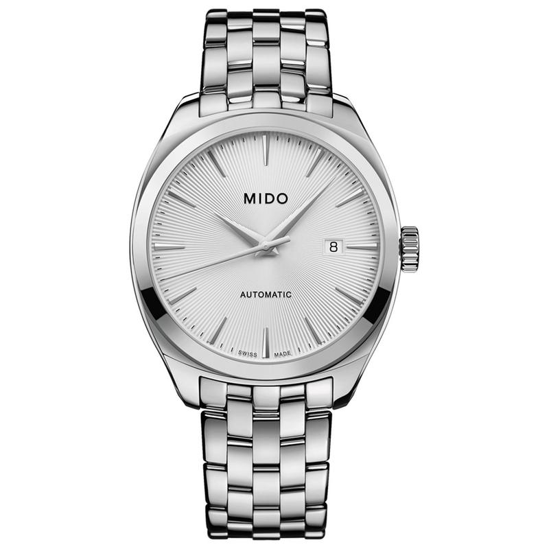 Mido男士手表 Belluna Royal瑞士自动机械日显不锈钢腕表 送男友礼物 Silver-tone