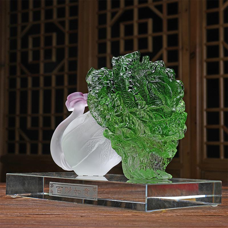 美帮汇玉白菜摆件酒柜办公室玄关客厅家居装饰房间布置摆设工艺品高清大图