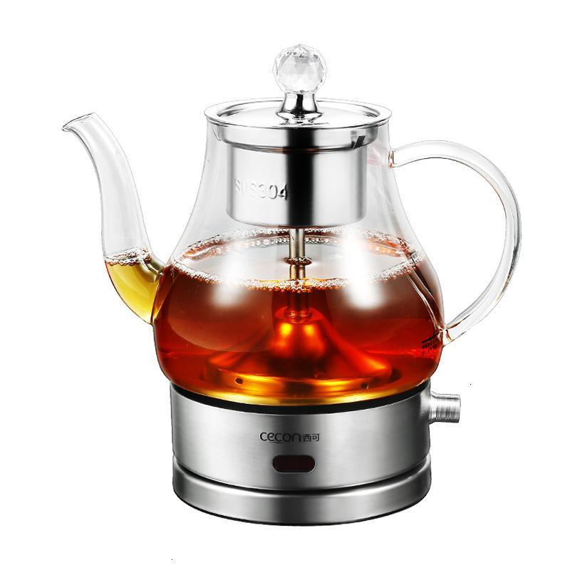 养生茶壶全自动加厚玻璃煮茶器多功能蒸茶壶家用煮茶壶烧水壶保温 106I(旋钮款)+锤纹杯5件套