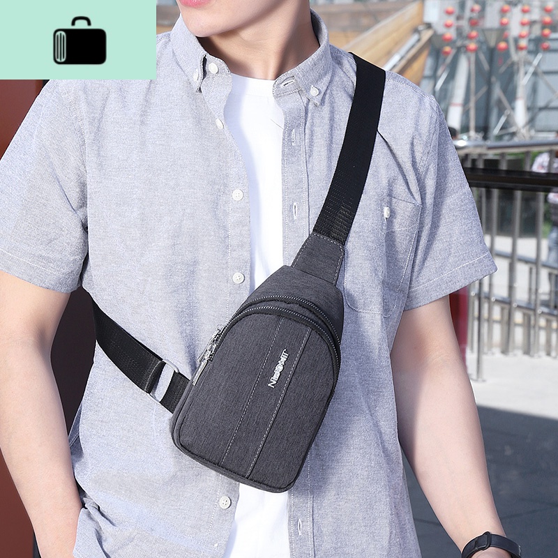 时尚男胸包运动轻便百搭小斜挎包韩版男士商务单肩背包小骑行潮包NEW LAKE男士斜挎包高清大图