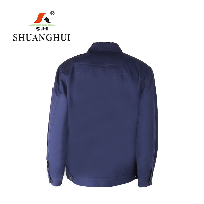 双惠男女款春秋标志工作服SHW-107,100%棉藏蓝色,左胸魔术贴155-195(套)高清大图