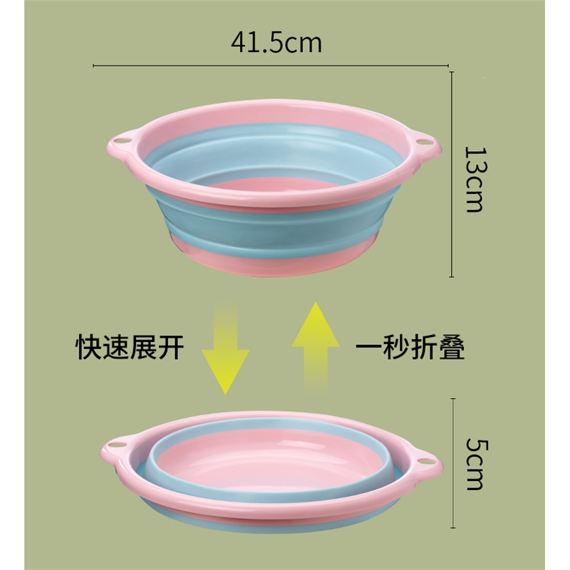 可折叠洗脸盆大号家用便携式可悬挂盆子智扣旅行宿舍用脸盆婴儿小号盆_蓝色中号x2
