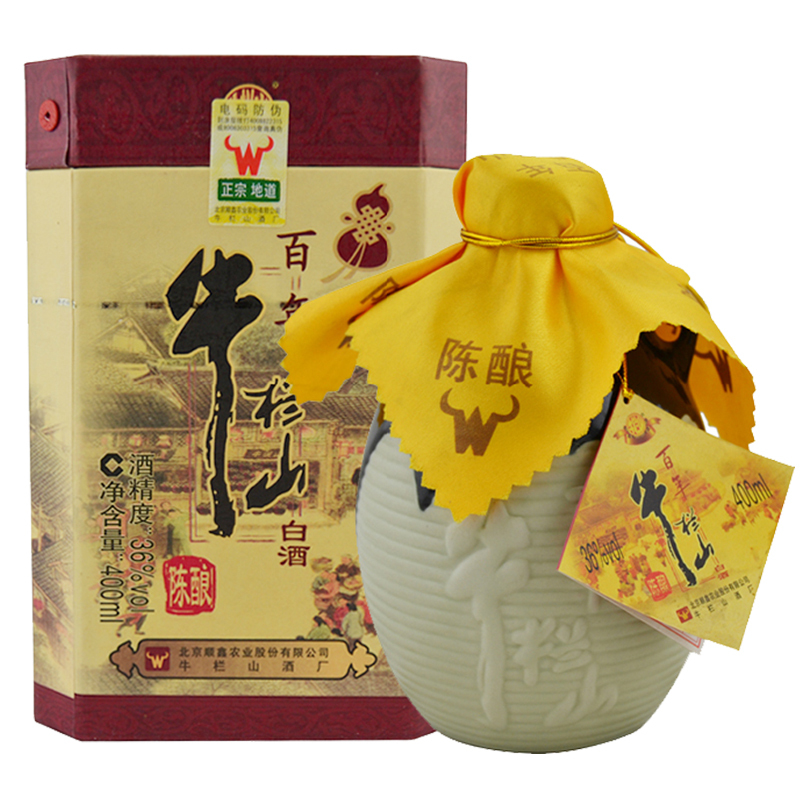 牛栏山二锅头 36度牛栏山百年陈酿经典三牛整箱400ml*6，