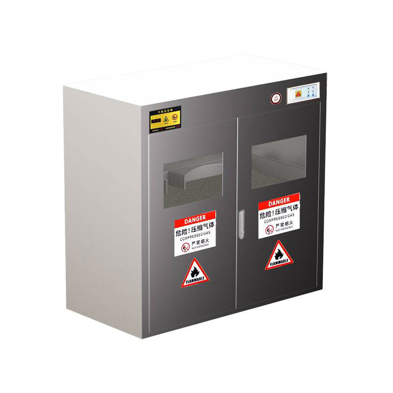 不锈钢气瓶柜 304矮双瓶液化气报警高清大图