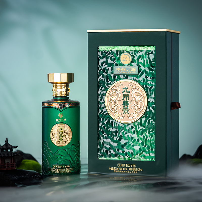 习酒九州美景宝石绿 送礼礼盒 酱香型白酒 53度500ml*2瓶贵州习酒高清大图