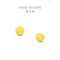 周大福经典百搭璀璨小圆球金珠足金黄金耳饰耳钉女送礼计价(工费120)EOF1555