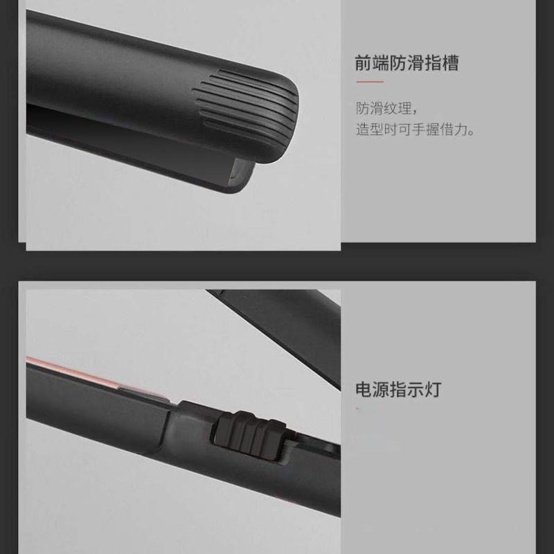 直发器直卷两用男士便携迷你小夹板三七分背头刘海纹理蓬松烫发器 555黑色(无赠品)