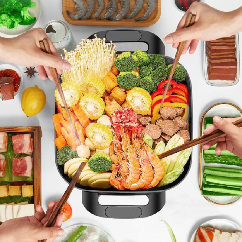 美的(Midea)多功能锅家用宿舍5L电煮锅家用电锅蒸煮饭烧烤锅 红色