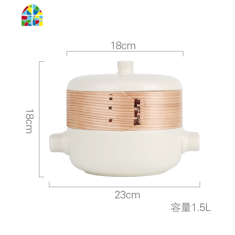 蒸笼砂锅炖锅日食记厨具日式煲汤蒸锅陶瓷锅明火耐高温家用石锅 FENGHOU 黑色1.5L（带蒸笼）