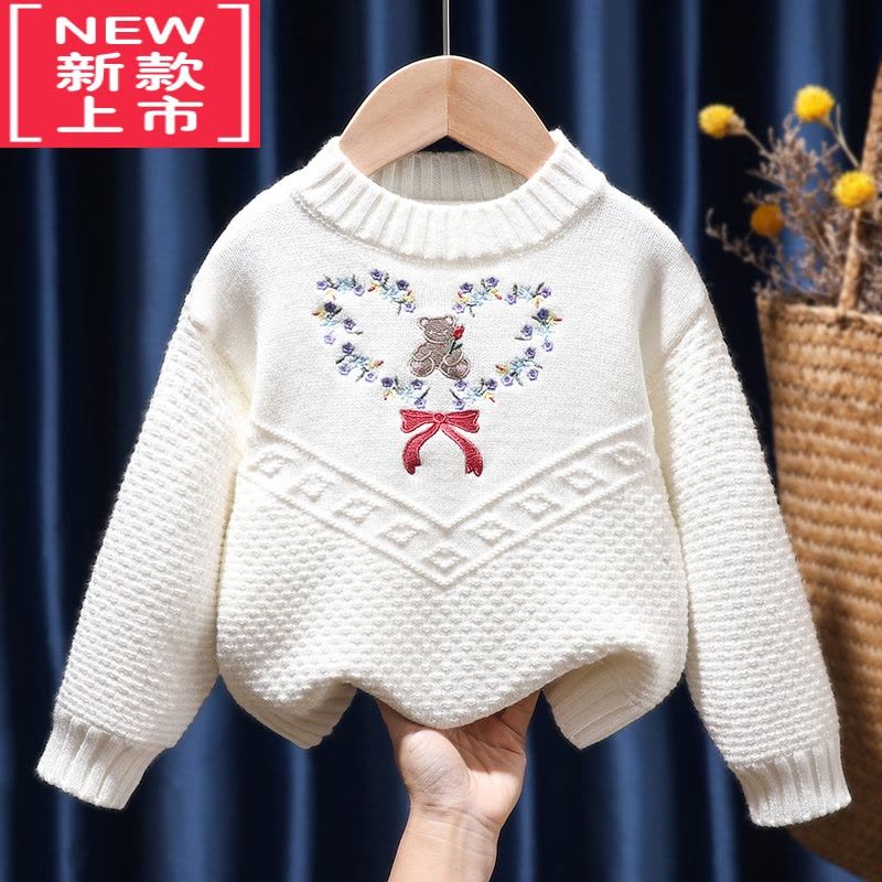 可莉允女童毛衣2022新款儿童洋气秋冬季加厚卡通时髦宝宝套头针织衫冬图片