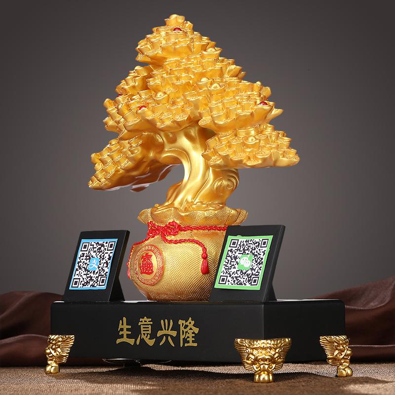 家柏饰(CORATED)生意兴隆树摆件发财开店送礼收款创意二维码朋友开业店铺开张高清大图