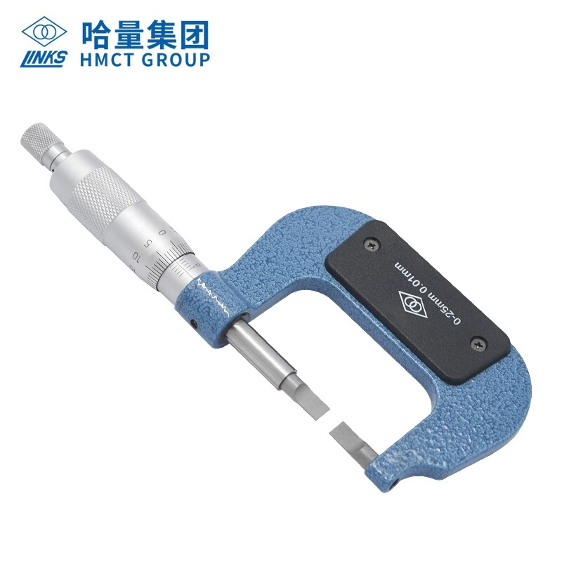 哈量叶片千分尺025001mm螺旋测微仪器镶合金棘轮测力73401