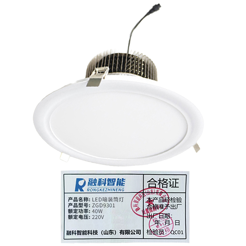 RKZN融科智能LED暗装筒灯ZGD9301 40W10寸开孔：240mm