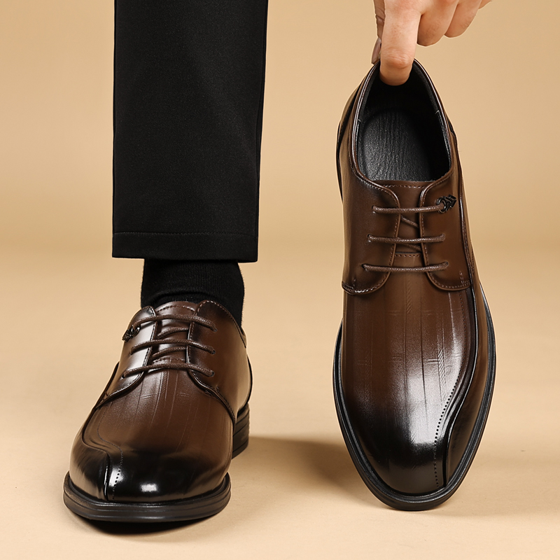 迪罗尼卡2025新款商务正装皮鞋男英伦风休闲透气工作通勤新郎结婚男鞋高清大图