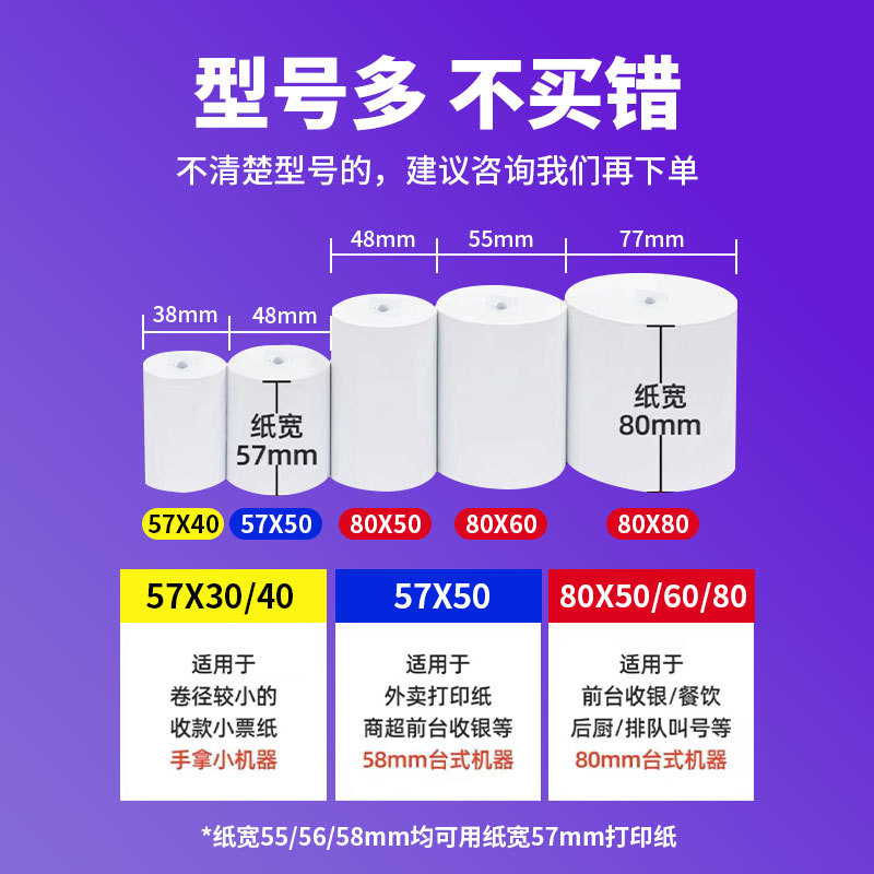 匹牧 热敏收银纸 57×50mm 长18m 1箱(100卷)高清大图