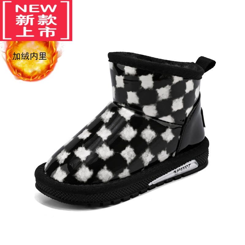 可莉允男童雪地靴冬季一体防水儿童靴子中大童加绒加厚宝宝东北棉鞋图片