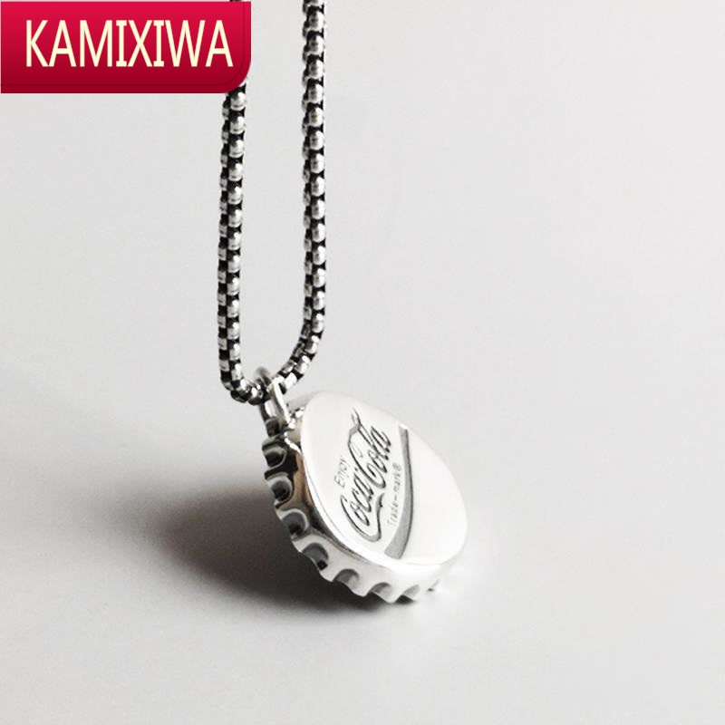 KAMIXIWA网红款可乐瓶盖项链男 潮百搭轻奢小众饰品女ins嘻哈钛钢吊坠情侣