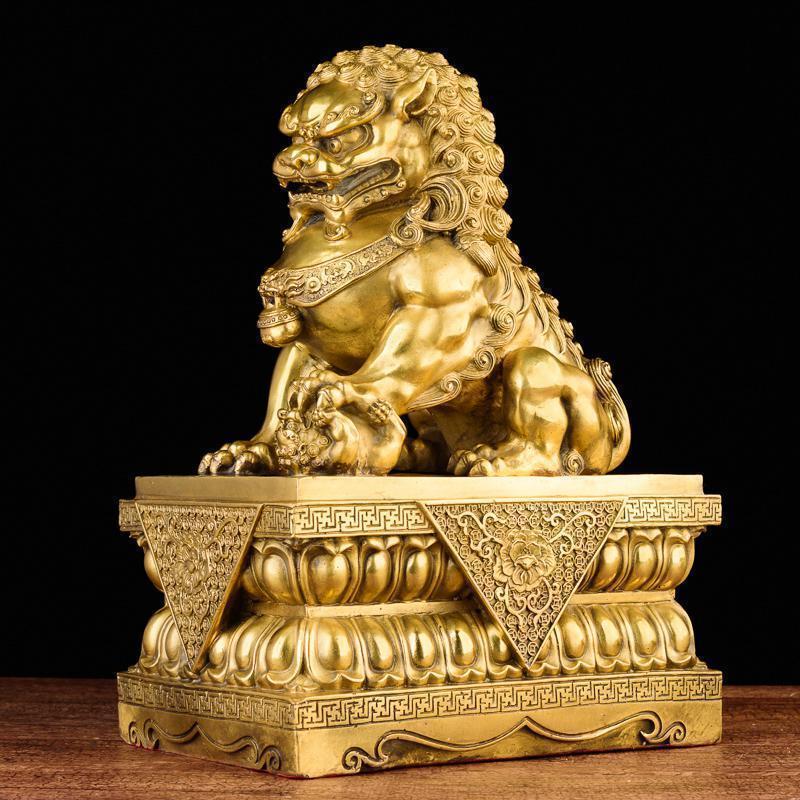 美帮汇狮子摆件 铜北京狮狮一对家居装饰品大号高清大图