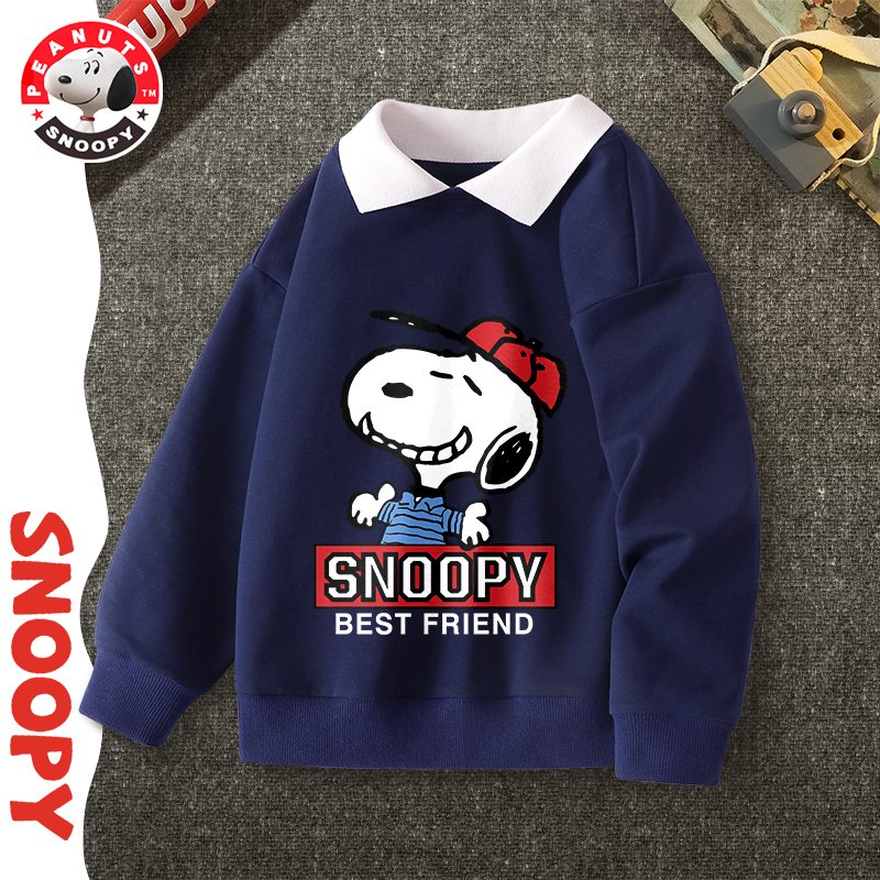 史努比(SNOOPY)童装卫衣男女中大童翻领卫衣WAD