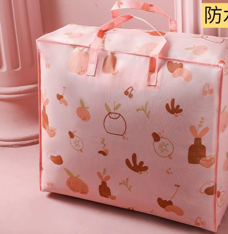 被子收纳袋子装衣服物行李搬家大容量打包袋整理袋编织袋防水防潮-粉色水果-中号高清大图