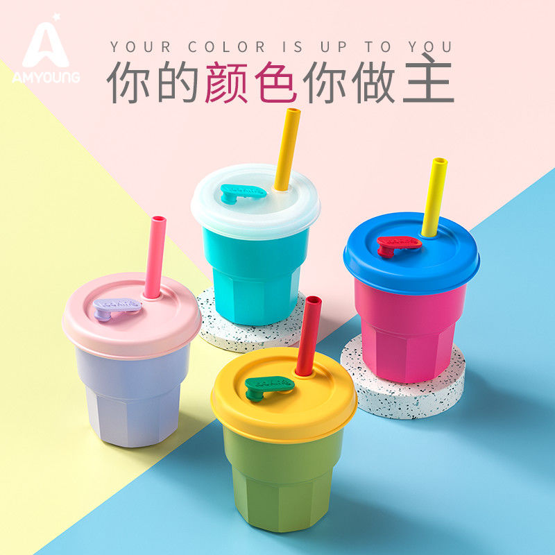 minnow同款硅胶水杯吸管杯耐摔耐高温牛奶咖啡杯防漏高颜值大容量