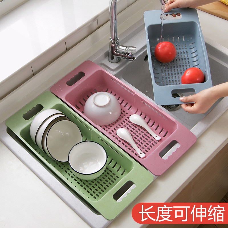 伸缩水置物架塑料沥水架厨房放碗筷架子家用碗碟架收纳架收纳层架 三维工匠高清大图