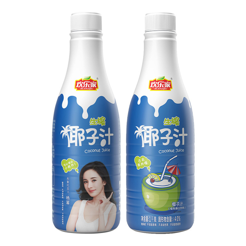 欢乐家椰汁 生榨椰子汁1L*6瓶 果肉型植物蛋白饮料