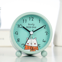 汉时(Hense)创意简约金属装饰闹钟卧室可爱儿童夜光床头石英时钟HA25