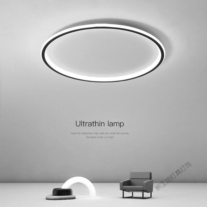 苏宁放心购 简约风黑色卧室灯吸顶灯铁艺餐厅书房温馨圆形led客厅灯具北欧灯图片