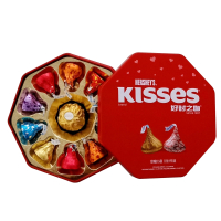 Hershey's好时巧克力10粒+1粒心形铁盒结婚喜糖成品礼盒装(默认红色心形盒发货)