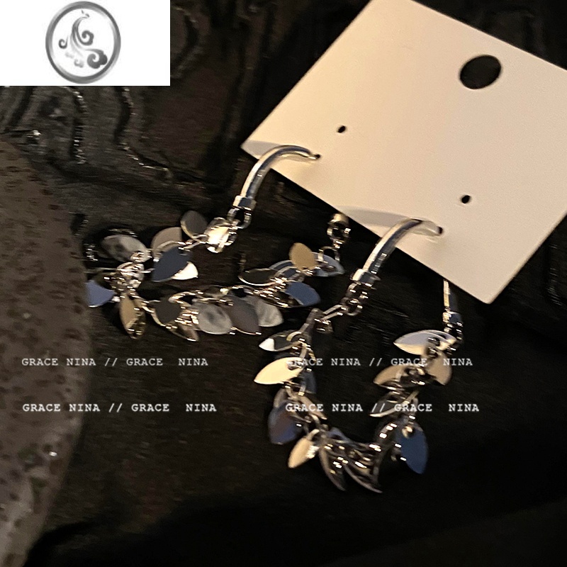 JiMi星河流转~银色流苏耳钉女小众设计感耳环个性夸张耳饰2023新款潮