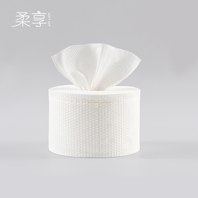 柔享(soft joy)一次性洗脸巾0525卷筒干湿两用擦脸巾20*23cm 60片高清大图
