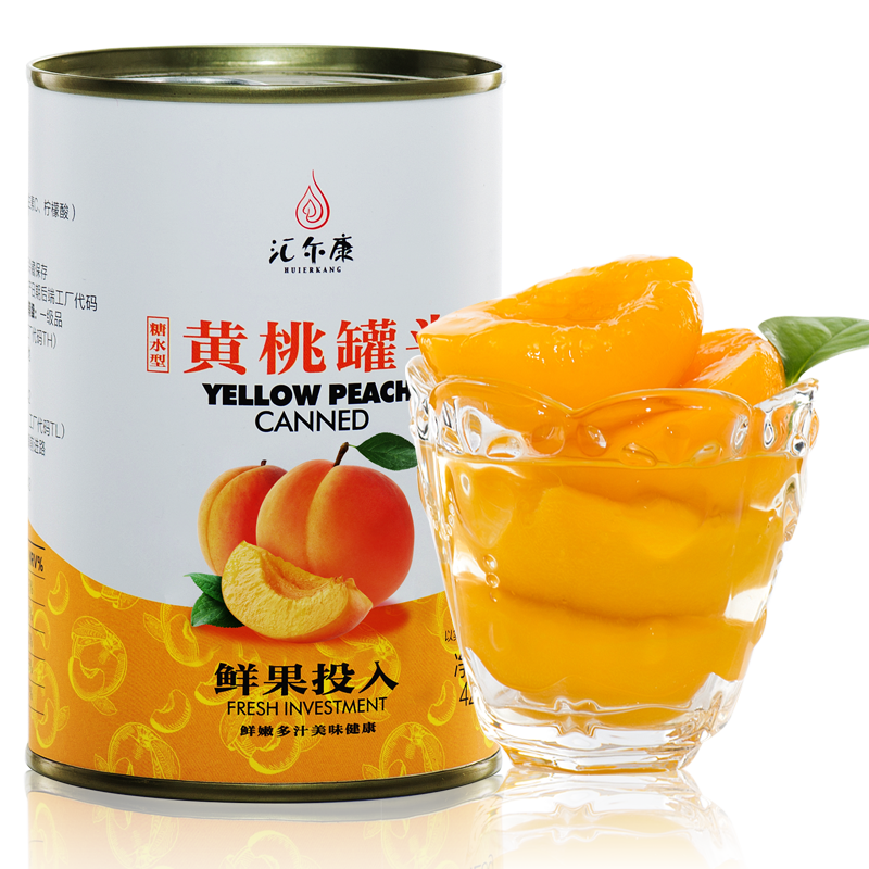 汇尔康 果汁黄桃水果糖水罐头425gx1罐 对开新鲜水果罐头即食休闲零食特产
