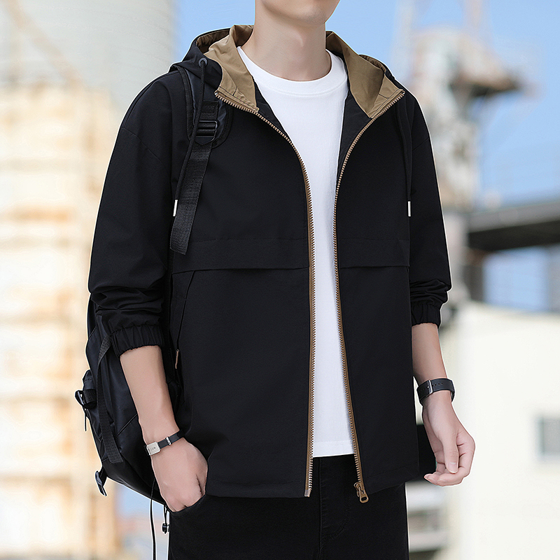 蒙洛里克男外套春秋季新款韩版潮流休闲上衣服帅气休闲工装连帽夹克JK8309