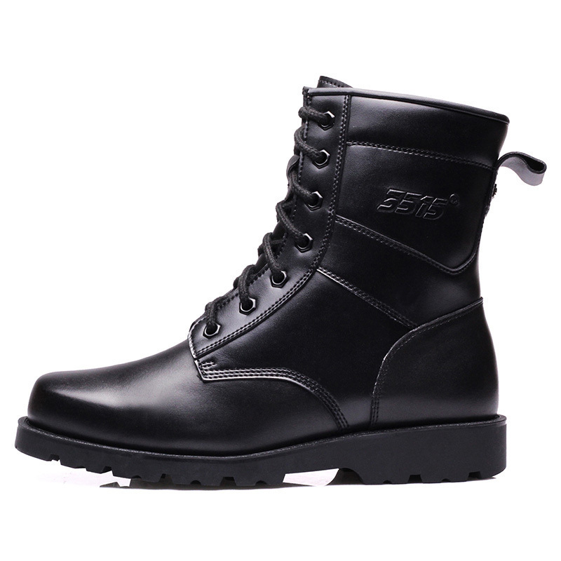 强人35158寸高帮男靴户外羊毛保暖战术军迷防寒靴橡胶底耐磨作战靴djc