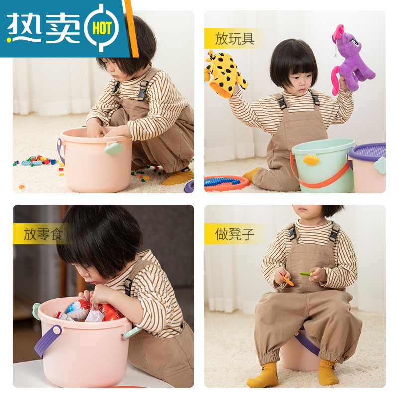 XIANCAI儿童可爱玩具收纳箱桶宝宝手提式积木整理器婴儿零食筐收纳盒子高清大图