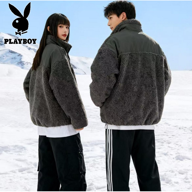 花花公子新款高品质新国标90绒质检 羊羔绒羽绒服男港风宽松中性情侣可二开A270-P215高清大图