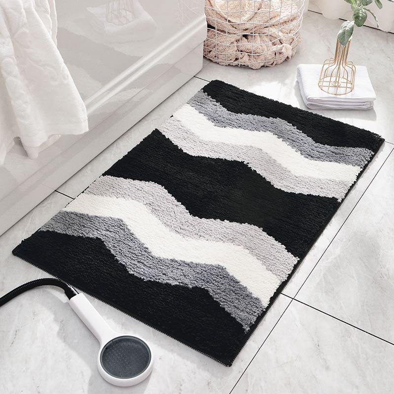 卫浴吸水脚垫浴室防滑垫子进地垫入户家用地毯垫卧室厨房厅_12 50x80cm【吸水防滑可机洗】 简易生活-波浪黑