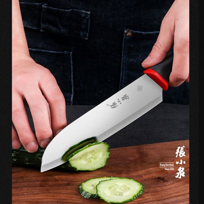 张小泉厨具 不锈钢切片刀小厨刀家用刀具 不锈钢 菜刀家用切菜刀 两件套 红韵系列刀具两件套 2件套图片
