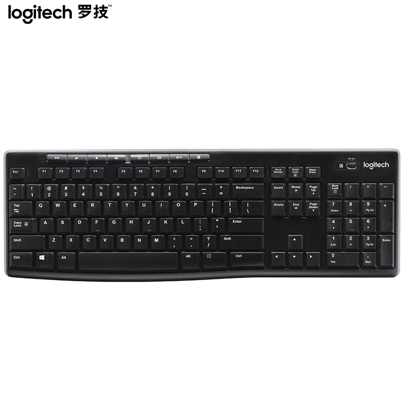 罗技（Logitech）K270 键盘 无线键盘 办公键盘 优联 笔记本键盘 全尺寸 黑色