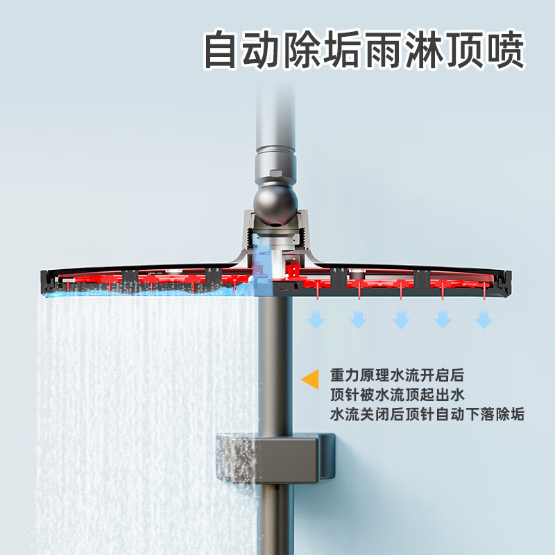 惠达(HUIDA)-5518系列 花洒套装 钢琴键旋钮调温置物平台淋浴 铜材主体高清大图