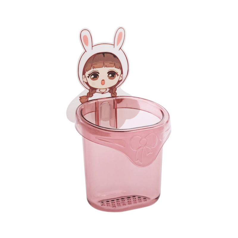 免打孔壁收纳筒收纳盒放牙刷的架子 家用牙刷架牙具收纳架高清大图