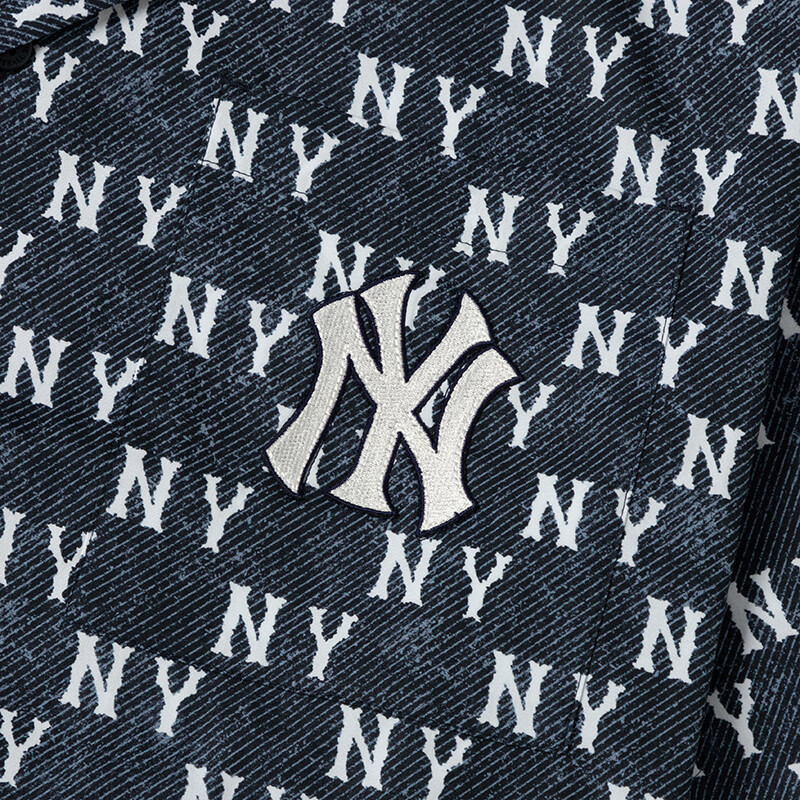 MLB 男女情侣T恤 满印老花衬衫时尚运动休闲短袖 3AWSM0243-50NYS