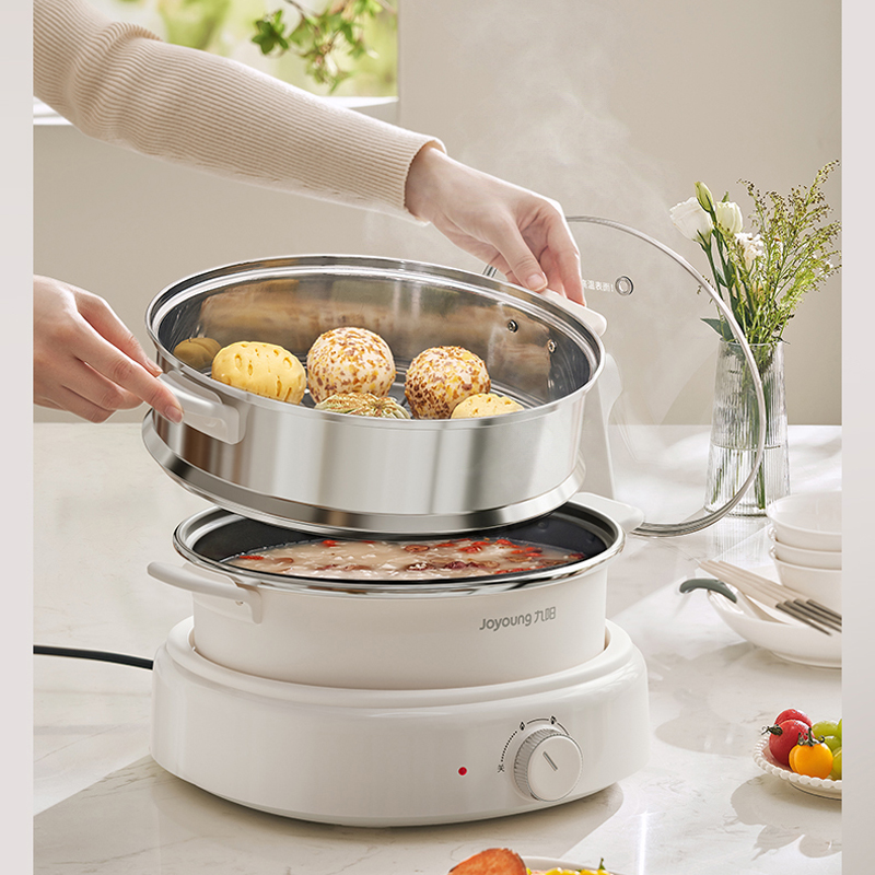 九阳电火锅HG50-G750 5L大容量1600W速热机械控温多功能家用聚餐神器高清大图
