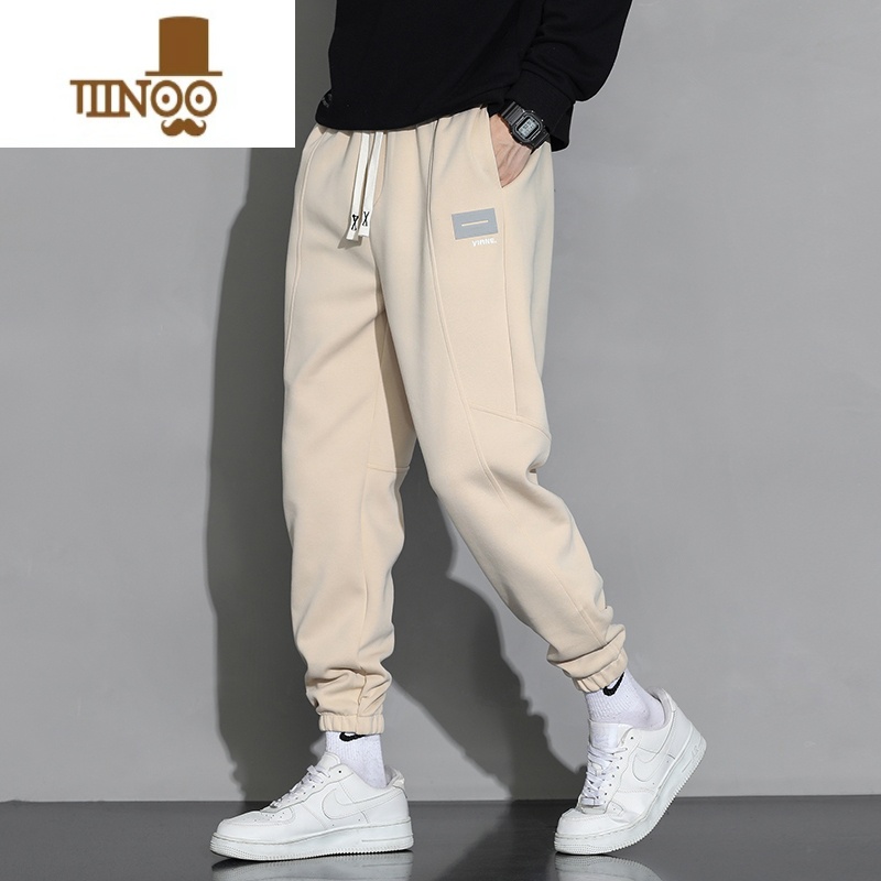 YANXU简约休闲卫裤男士宽松夏季潮流百搭束脚秋季运动工装裤子高清大图